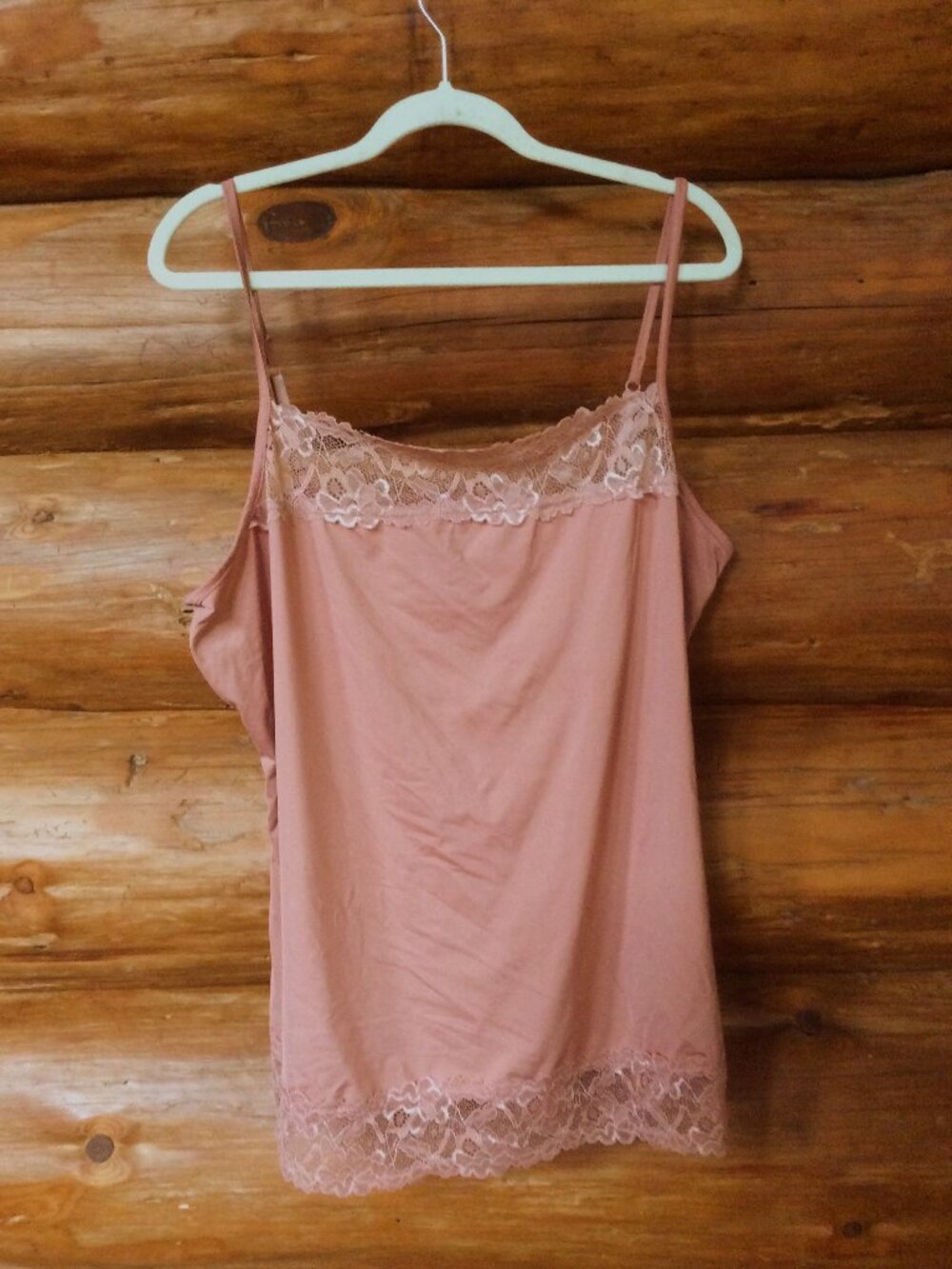 Maurices EUC Dusty Rose Retro Y2K Lace Trim Cami Comfy Tank Top Size 2 (2X)